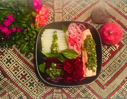 Vapeurs de raves et de poisson, sauce aux agrumes, anchois et câpres